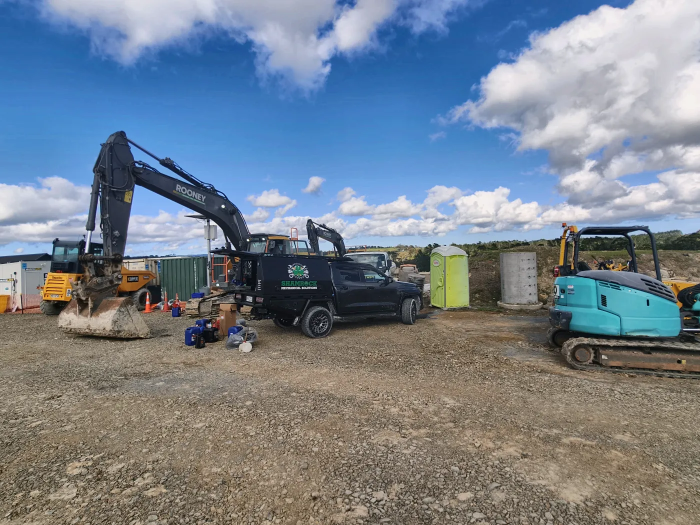Excavators and a mini digger on a civil site