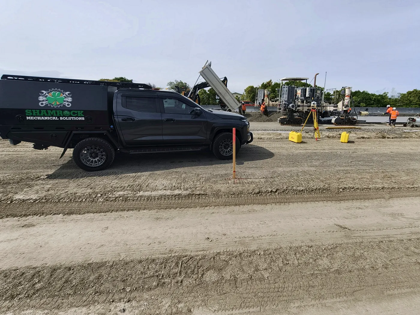 Service truck on a roadworks site